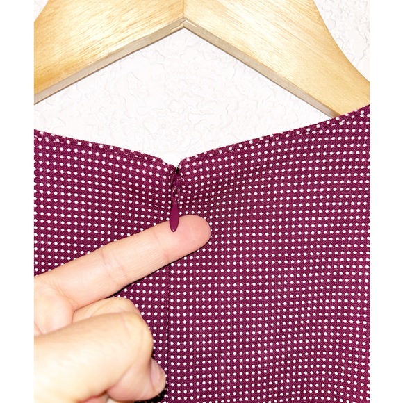 GAL MEETS GLAM Plus The MEG PolkaDot Jacquard Fit & Flare Dress WINE SZ: 14 - Picture 14 of 16